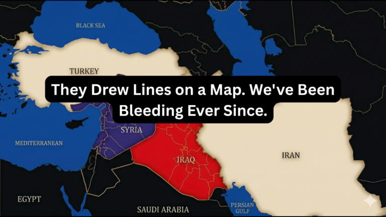 Is the world map just the way it is? Like a messy group project where the people in charge sat down with a ruler and literally drew lines across a map of the Middle East and carved up territory like a pizza between Britain and France.